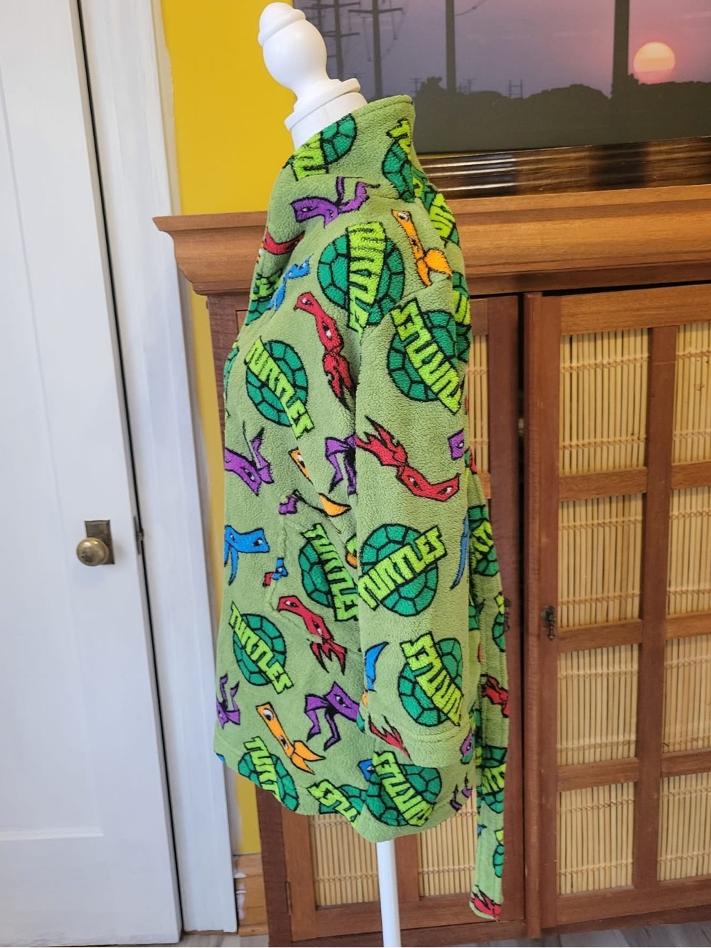 Nickelodeon Green Turtle Print Kids Robe - Picture 2 of 6